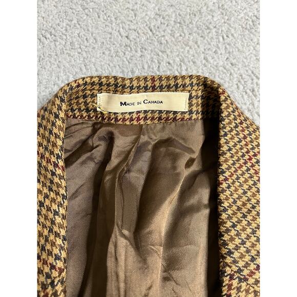 Vintage Lord & Taylor Blazer 42 Tall Ralph Lauren Wool Houndstooth Beige Tan 42T - Picture 10 of 14